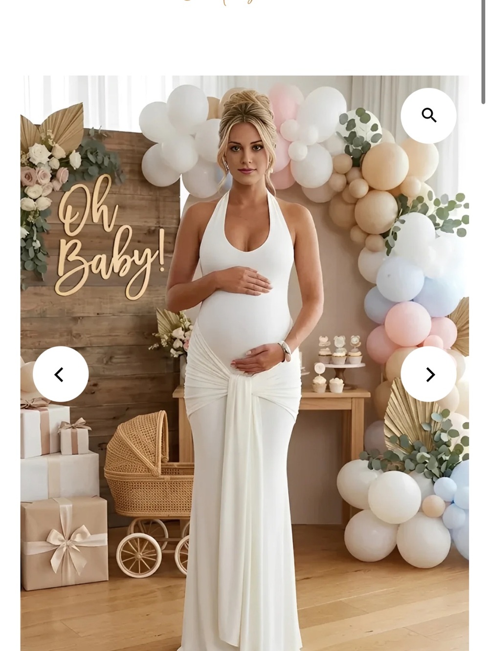 Ivory Maternity Halter Maxi Dress - Elegant Pregnancy Gown